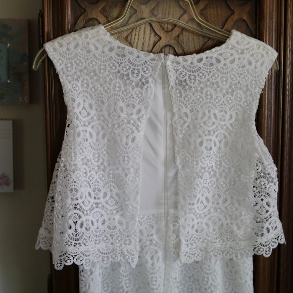 MY MICHELLE Sleeveless Lace Overlay Popover A-line Dress NWT! - White, Size 4 - Picture 7 of 16